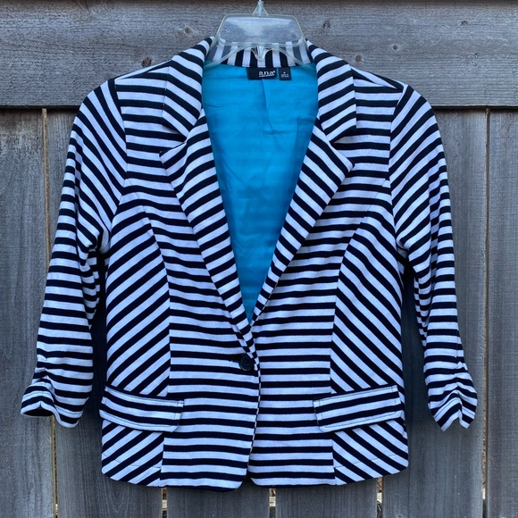 Black and White Stripe Blazer Jacket - Picture 1 of 7